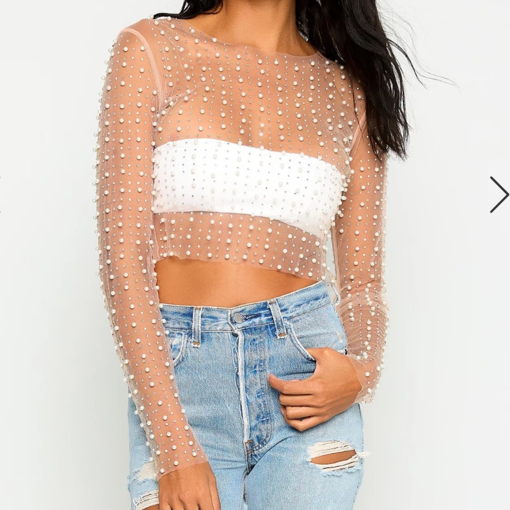 Beach Bunny Pearl Mesh Top
